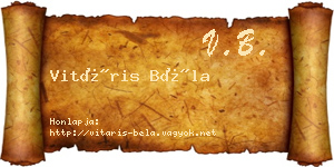 Vitáris Béla névjegykártya